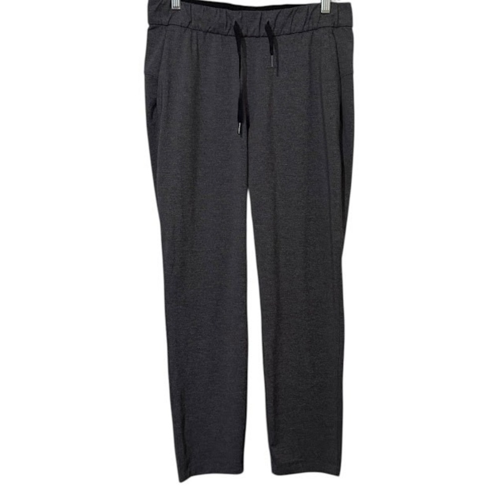 Lululemon Heather Gray Black On the Fly Drawstring Sweat Pants Womens 8